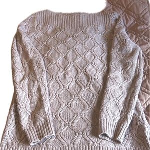 NWOT Loft ballet neck cable knit sweater pink medium